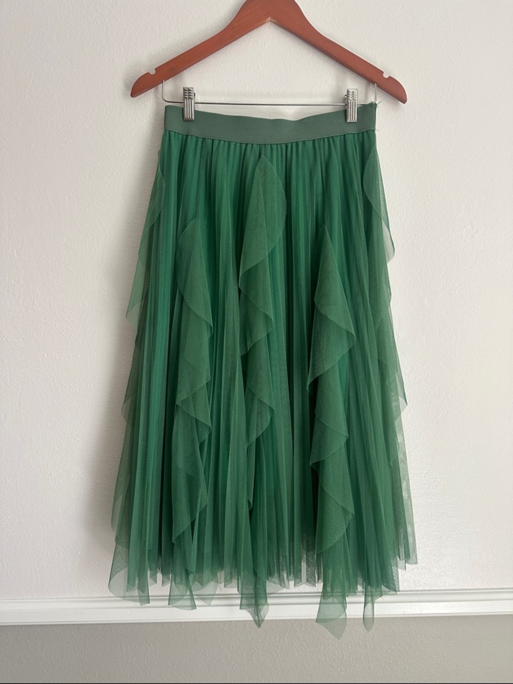 Green Tulle Ruffle Midi Maxi Skirt - Women